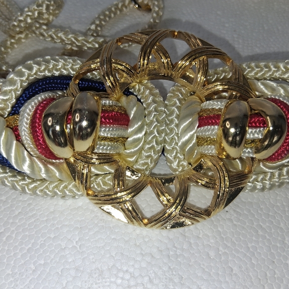 Motion East Womens Braided Rope Belt 9028 Size S/M Red/White/Blue 34 in